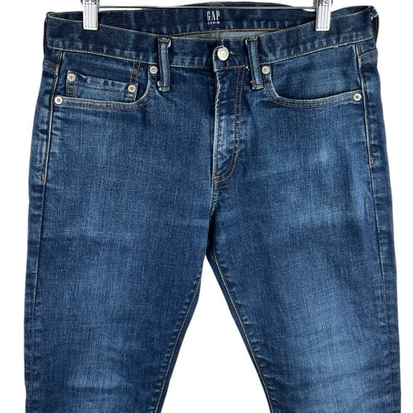 Gap Men's Blue Stretch Mid Rise Medium Wash Casual Straight Denim Jeans Size 29 - Picture 3 of 5